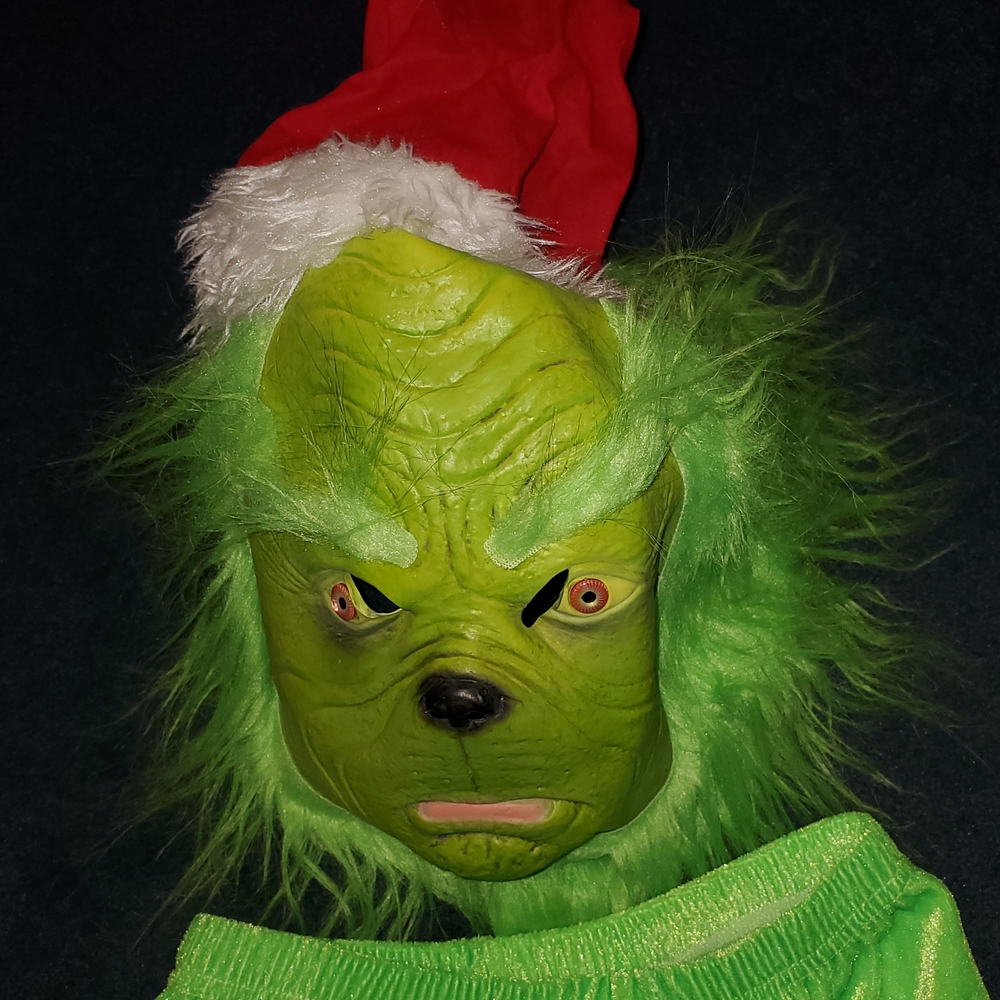 Green Grinch Kids Costume with Santa Hat